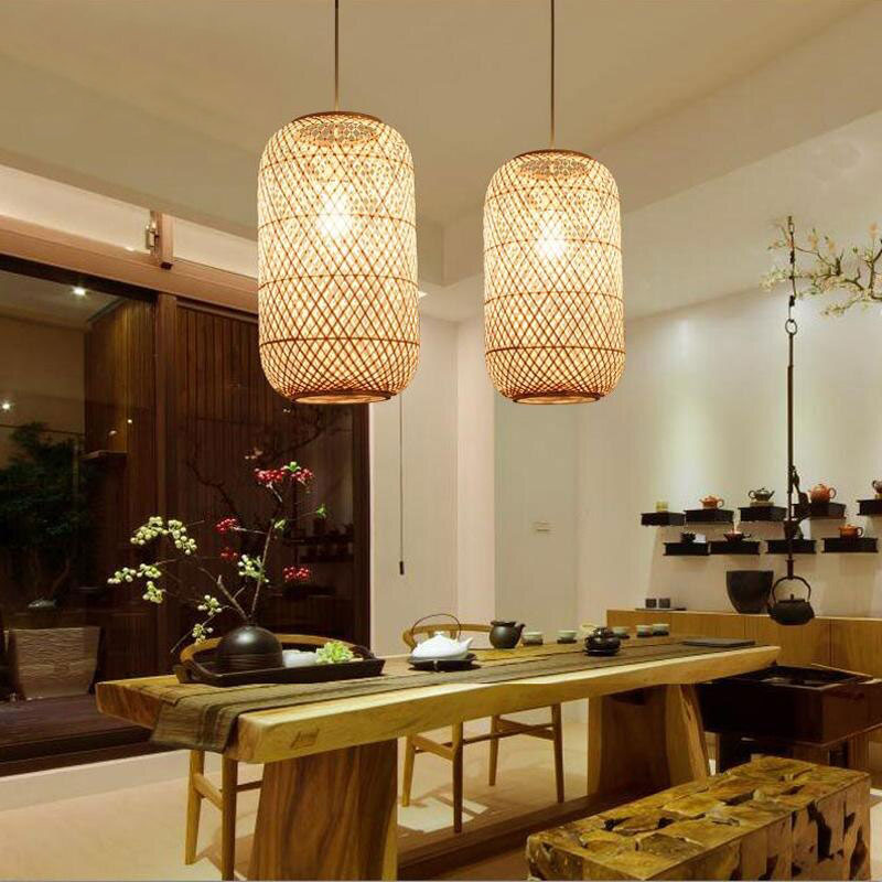 Hand Bamboo Wicker Rattan Shade Pendant Light By Artisan Living-5