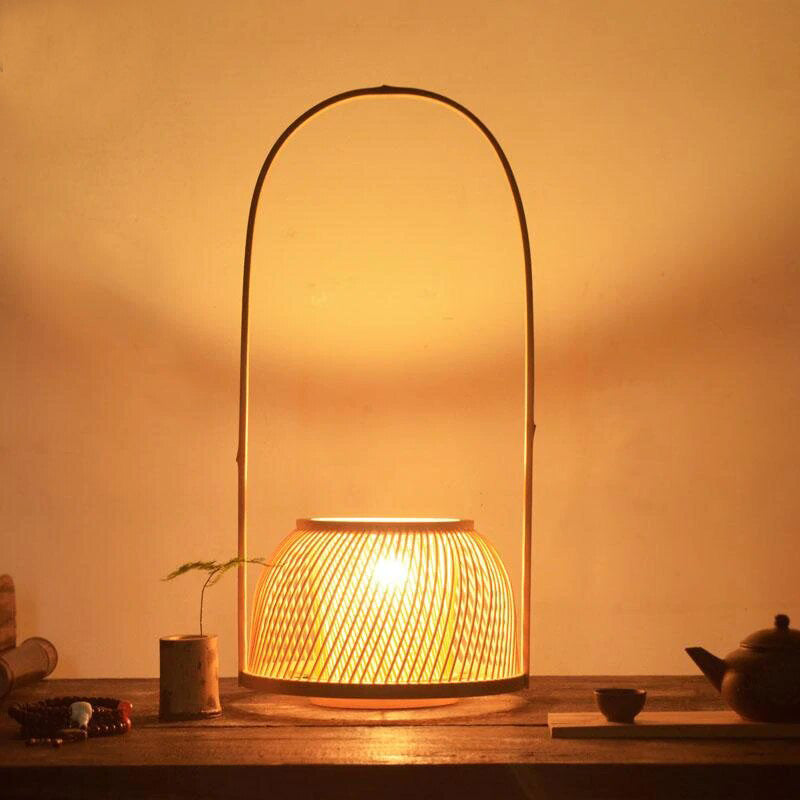 Bamboo Wicker Rattan Shade Desk Table Lamp By Artisan Living-6