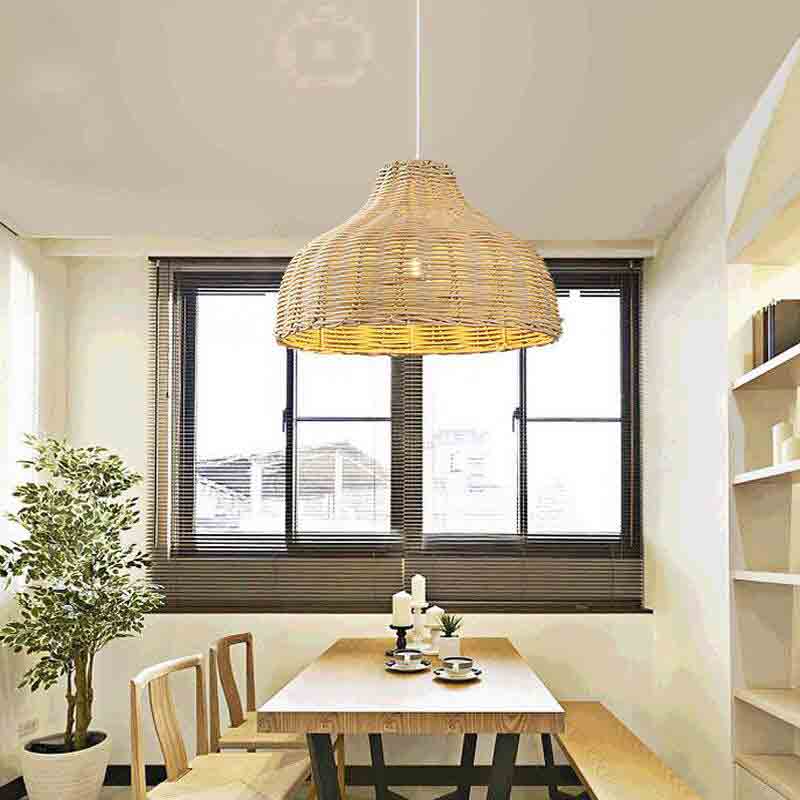 Round Natural Wicker Pendant Light By Artisan Living-2