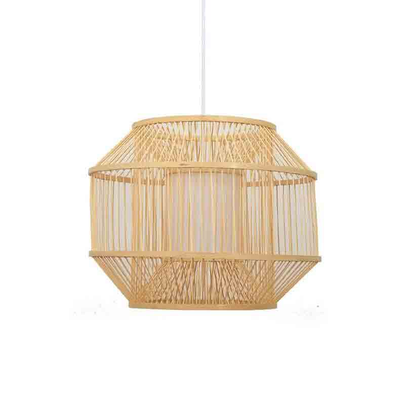Bamboo Wicker Rattan Cube Cage Shade Pendant Light by Artisan Living-2