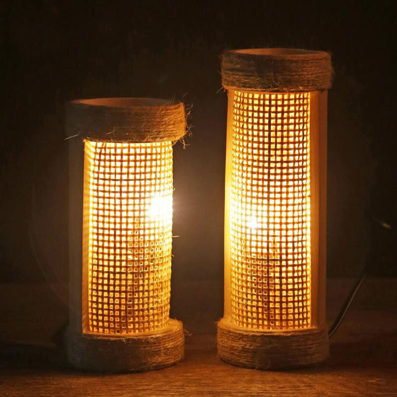 Bamboo Wicker Rattan Tube Shade Table Lamp By Artisan Living-5