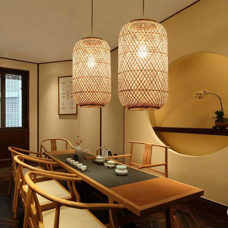 Hand Bamboo Wicker Rattan Shade Pendant Light By Artisan Living-6