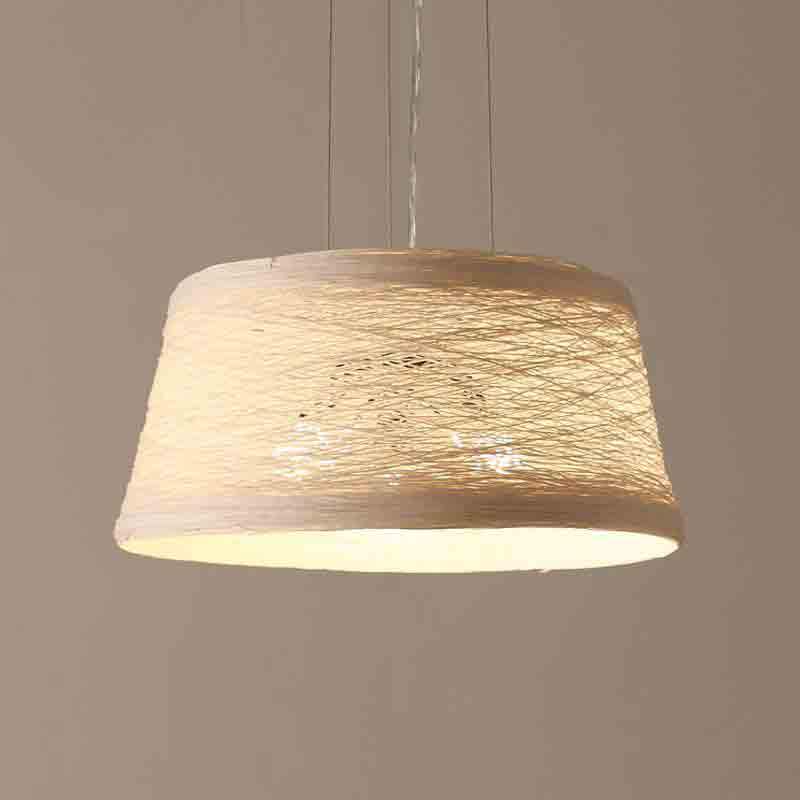 White Yellow Wicker Rattan Lampshade Pendant Light By Artisan Living-2