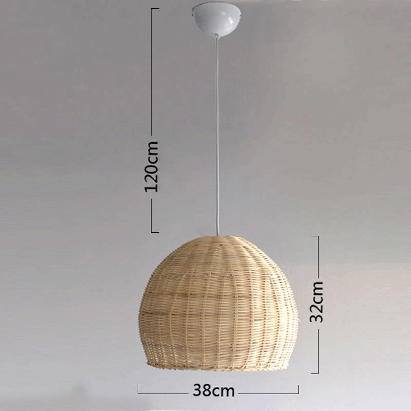 Wicker Rattan Round Basket Shade Pendant Light By Artisan Living-3