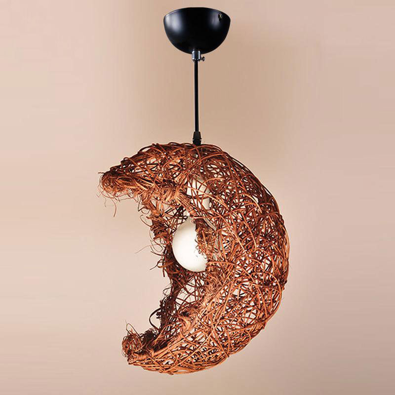 Wicker Rattan Shade Moon Pendant Light By Artisan Living-4