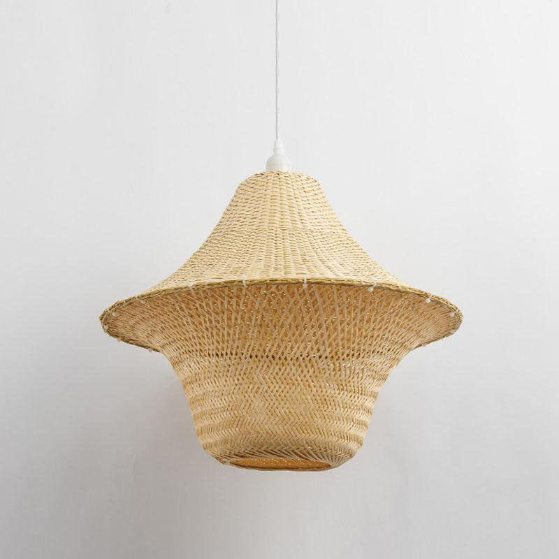 Bamboo Wicker Rattan Hat Cage Shade Pendant Light By Artisan Living-4