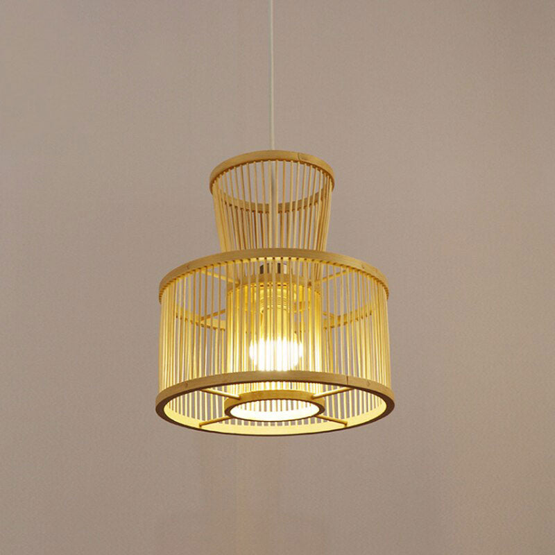 Bamboo Wicker Rattan Rod Pendant Light By Artisan Living-5