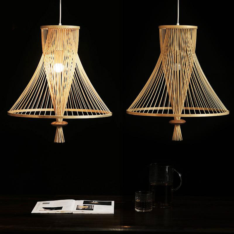 Bamboo Wicker Rattan Bundle Shade Pendant Light By Artisan Living-3