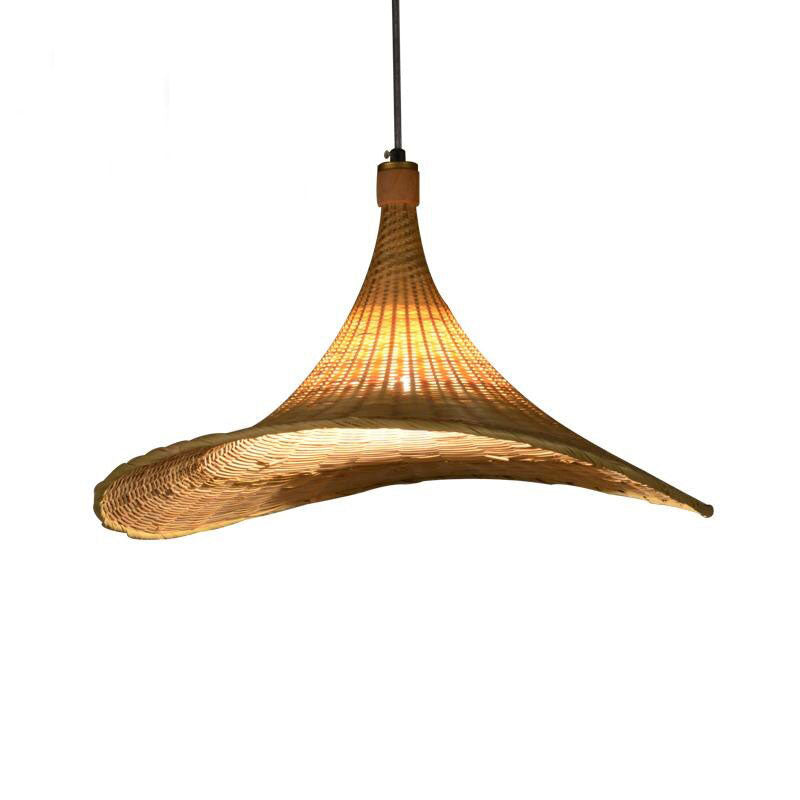 Bamboo Wicker Rattan Hat Pendant Light By Artisan Living-4