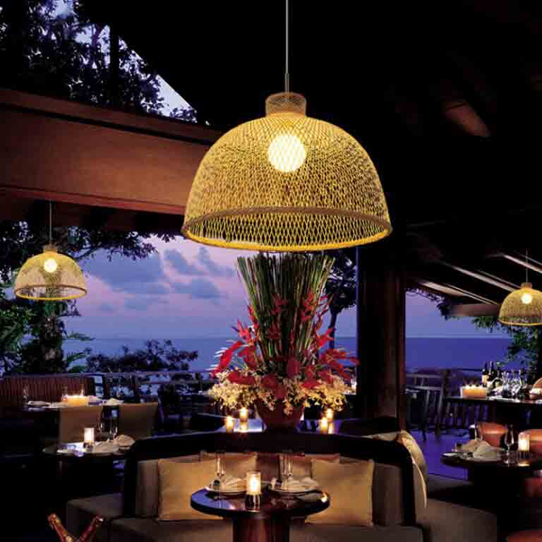 Single Bamboo Wicker Rattan Cover Shade Pendant Light By Artisan Living-6