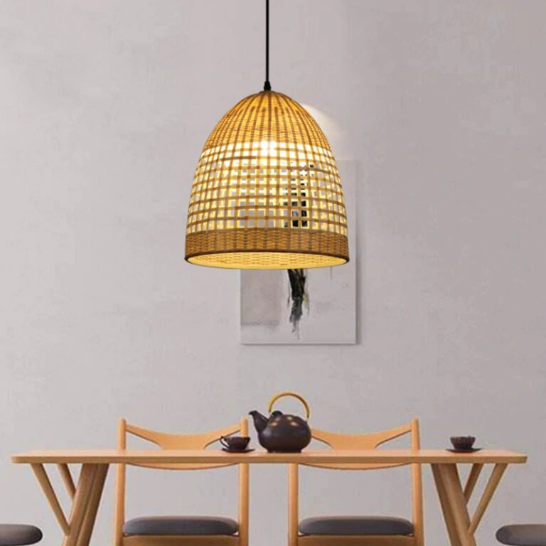 New Bamboo Wicker Rattan Basket Shade Pendant Light By Artisan Living | ModishStore | Pendant Lamps