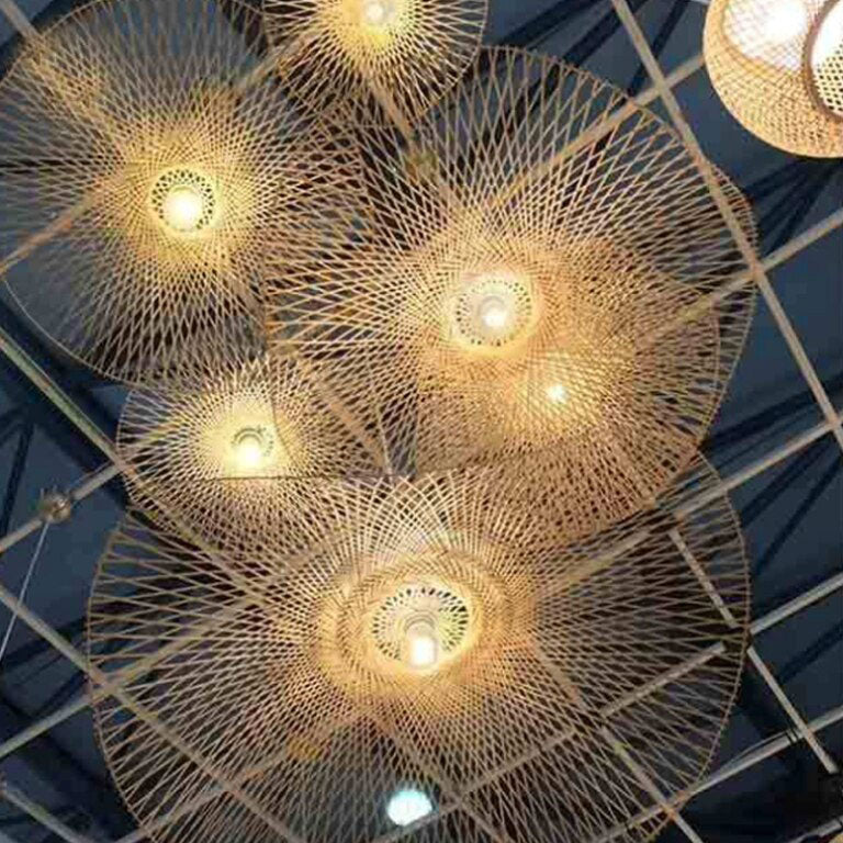 Bamboo Wicker Rattan Bloom Pendant Light By Artisan Living-6