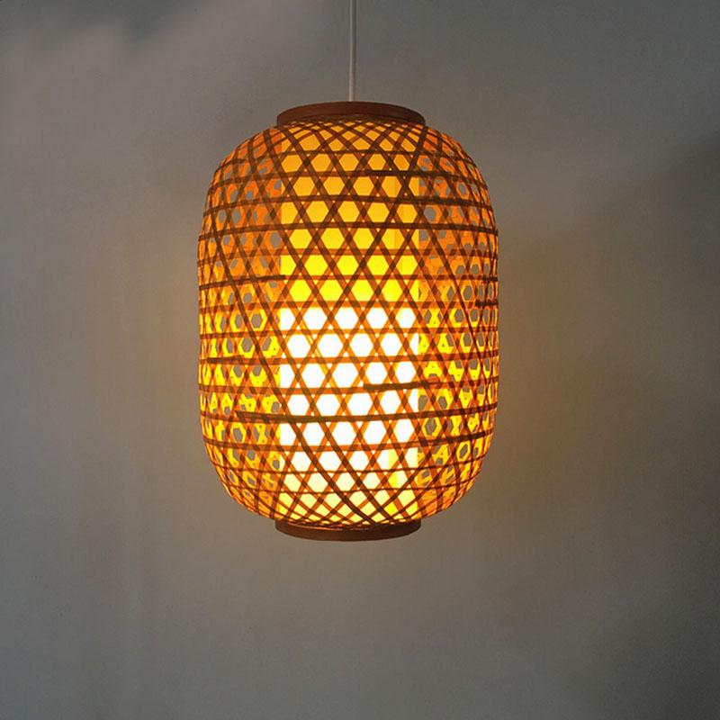 Bamboo Wicker Lantern Pendant Light By Artisan Living-2