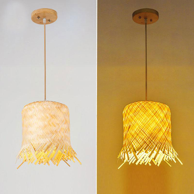 Bamboo Wicker Rattan Miss Skirt Shade Pendant Light By Artisan Living-5