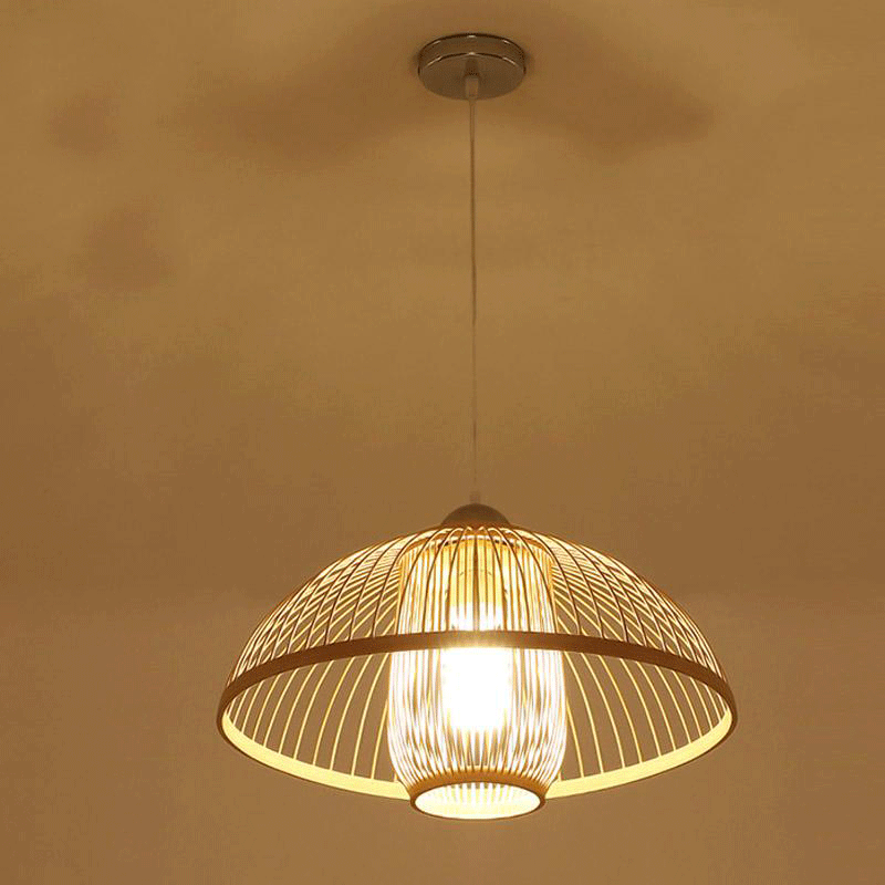 Bamboo Wicker Rattan Shade Flower Bud Pendant Light By Artisan Living-3