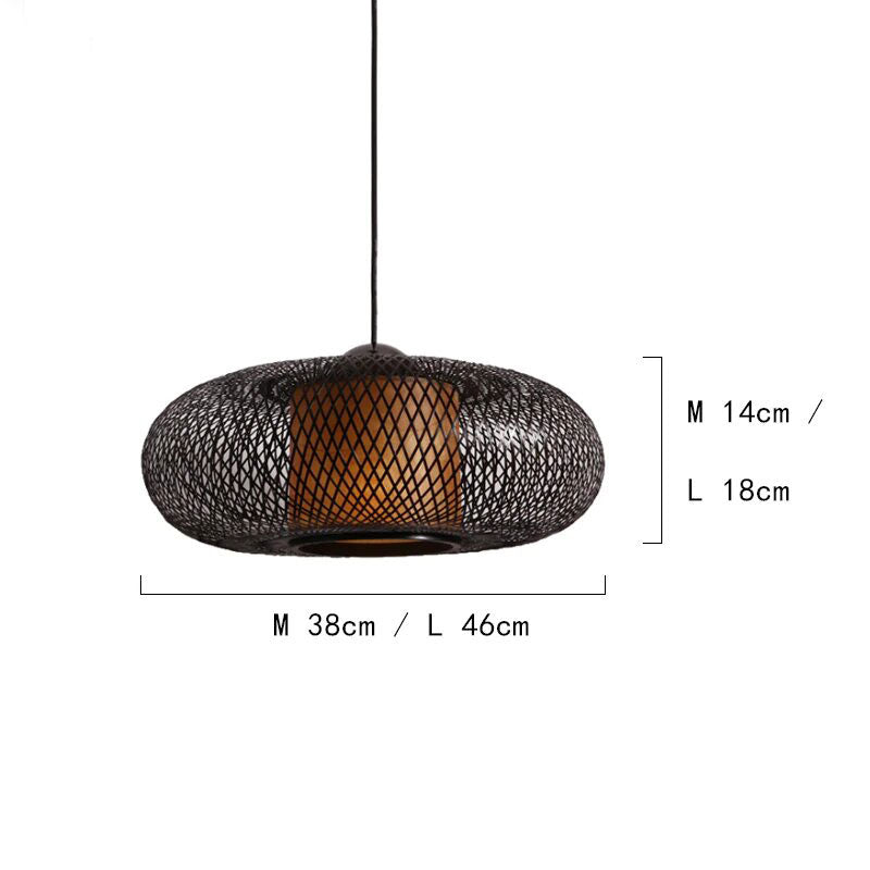 Bamboo Wicker Rattan Lantern Pendant Light By Artisan Living-2370-5
