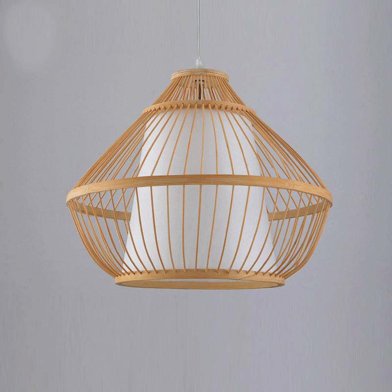 Bamboo Wicker Rattan Pyramid Pendant Light By Artisan Living-2