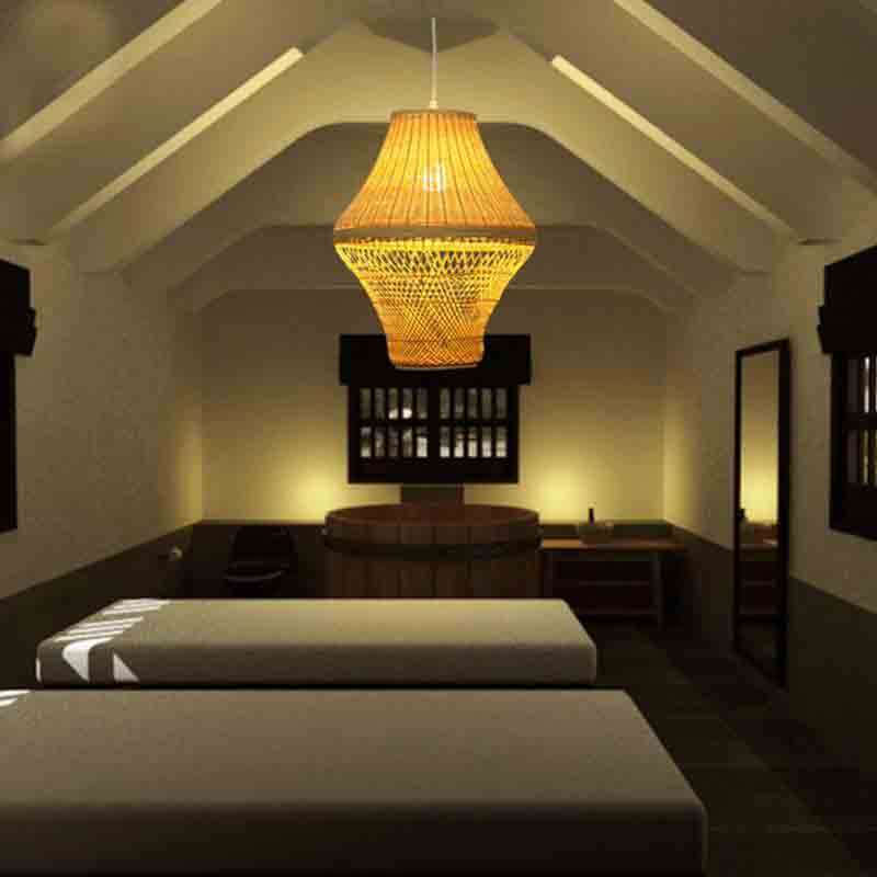 Bamboo Wicker Rattan Lantern Pendant Light By Artisan Living-12233-6