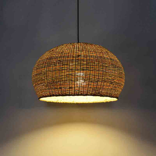 Bamboo Wicker Rattan Round Cage Shade Pendant Light By Artisan Living | ModishStore | Pendant Lamps