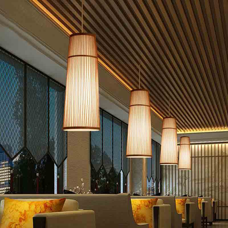 Long Bamboo Wicker Rattan Cage Pendant Light By Artisan Living-6