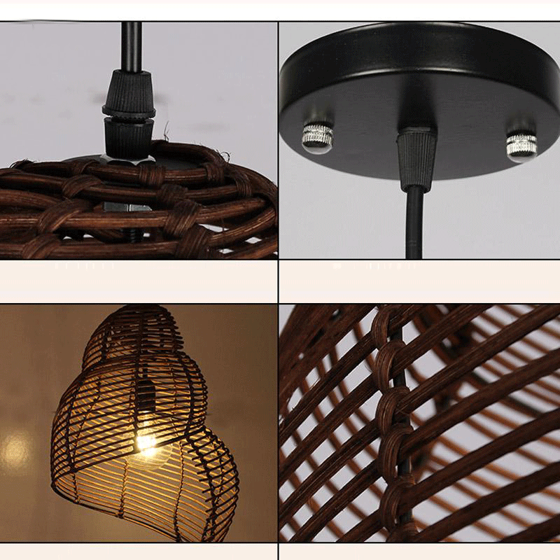 Coffee Wicker Rattan Shade Snail Pendant Light By Artisan Living-2