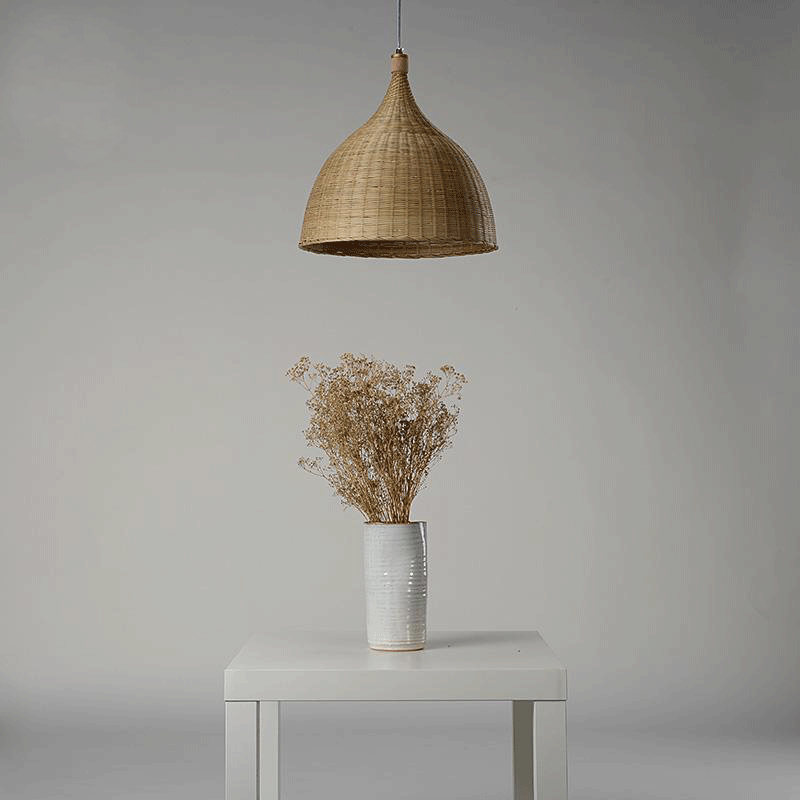 Handmade Bamboo Rattan Round Basket Shade Pendant Light By Artisan Living-3