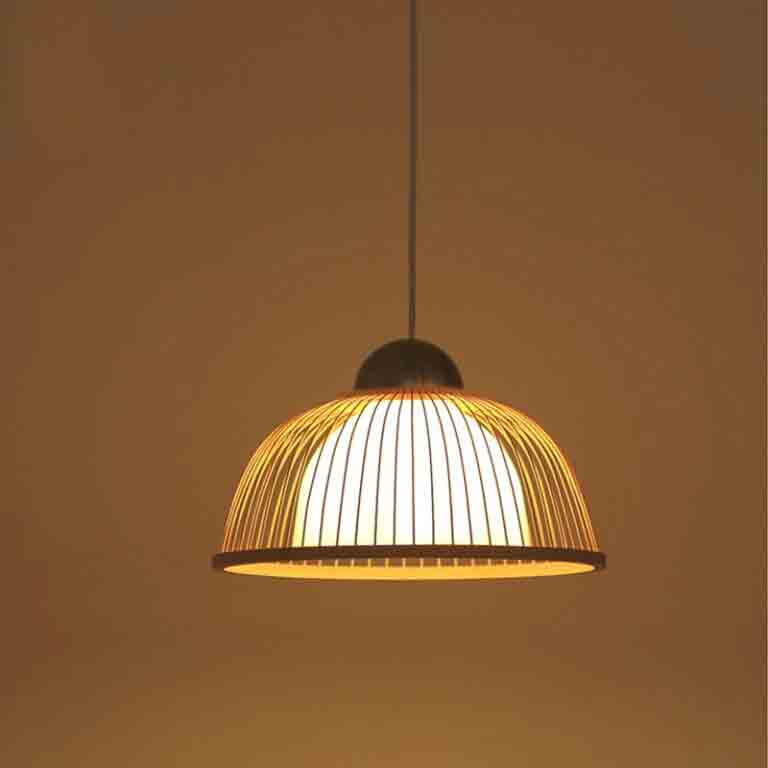 Small Bamboo Wicker Rattan Cover Shade Pendant Light By Artisan Living-3