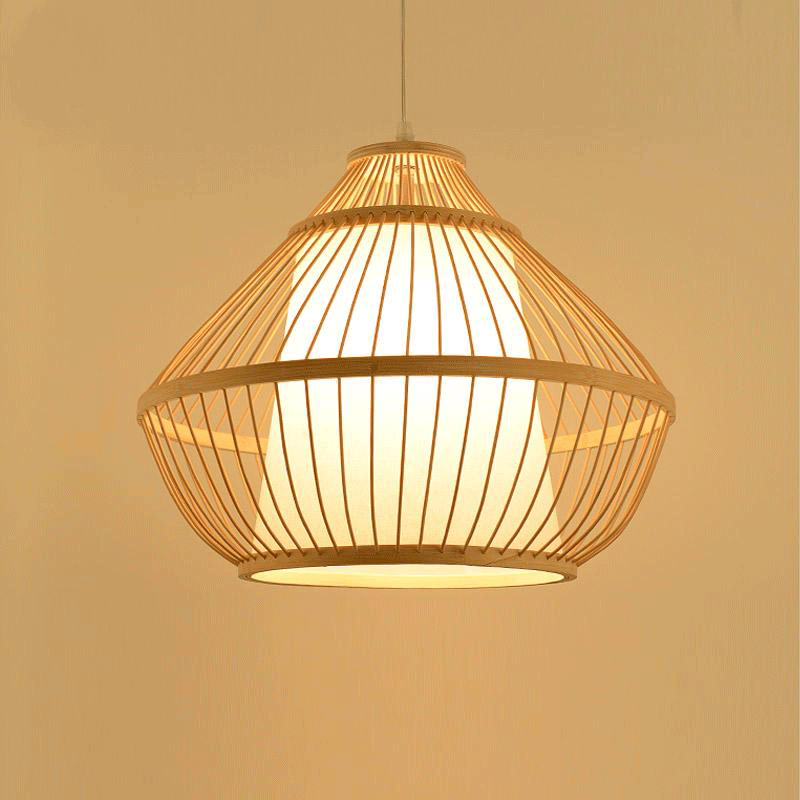 Bamboo Wicker Rattan Pyramid Pendant Light By Artisan Living-3