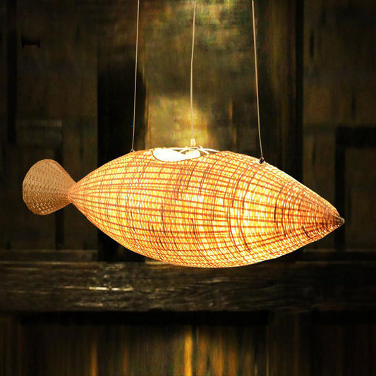 Bamboo Wicker Rattan Fish Chandelier Light By Artisan Living | ModishStore | Chandeliers