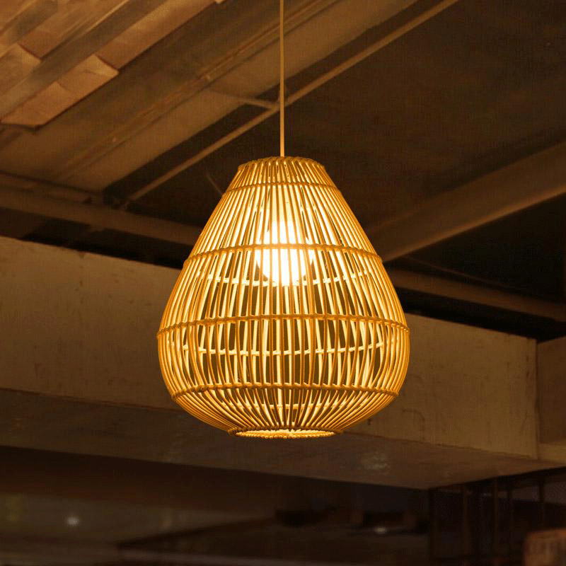Wicker Rattan Drip Shade Pendant Light By Artisan Living-4