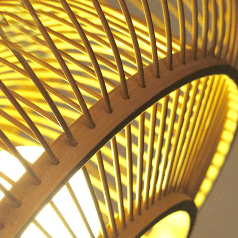 Bamboo Wicker Rattan Ball Cage Pendant Light By Artisan Living-3