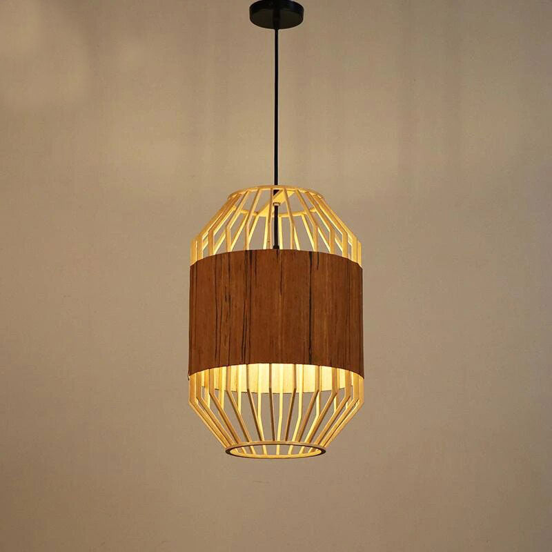 Bamboo Wicker Rattan Cage Shade Pendant Lights by Artisan Living-3