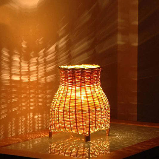 Mini Craft Bamboo Wicker Rattan Vase Shade Table Lamp By Artisan Living | ModishStore | Table Lamps