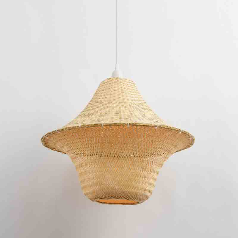 Bamboo Wicker Rattan Hat Cage Shade Pendant Light By Artisan Living-5