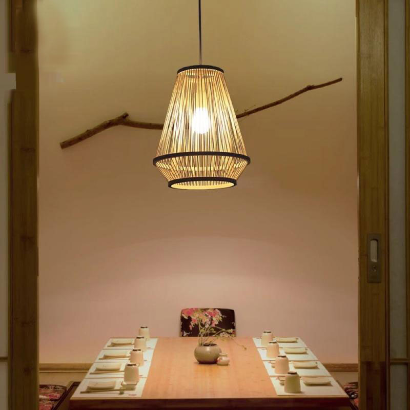 Bamboo Wicker Rattan Cage Shade Pendant Light By Artisan Living-5