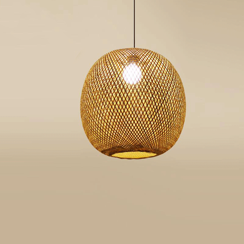 Bamboo Wicker Rattan Round Lantern Pendant Light By Artisan Living-3