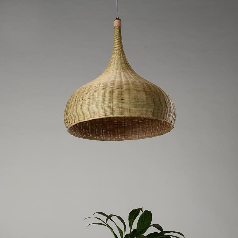 Bamboo Wicker Shade Rattan Fixtures Pendant Lights By Artisan Living-3