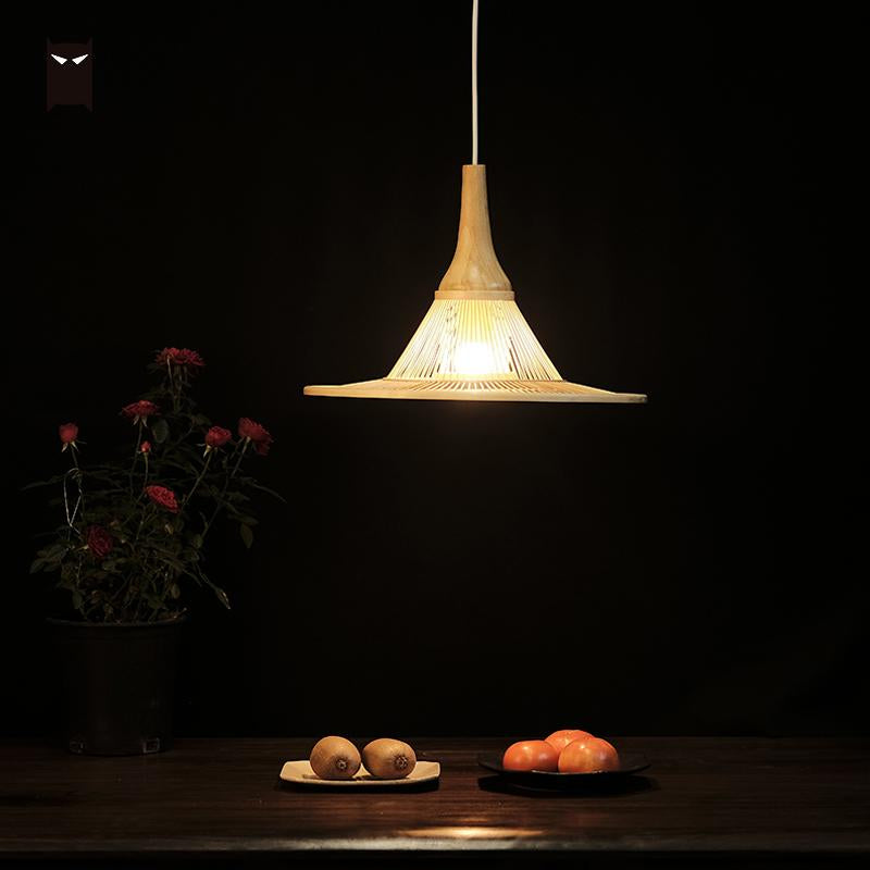 Bamboo Wicker Rattan Hat Shade Pendant Lighting By Artisan Living-7
