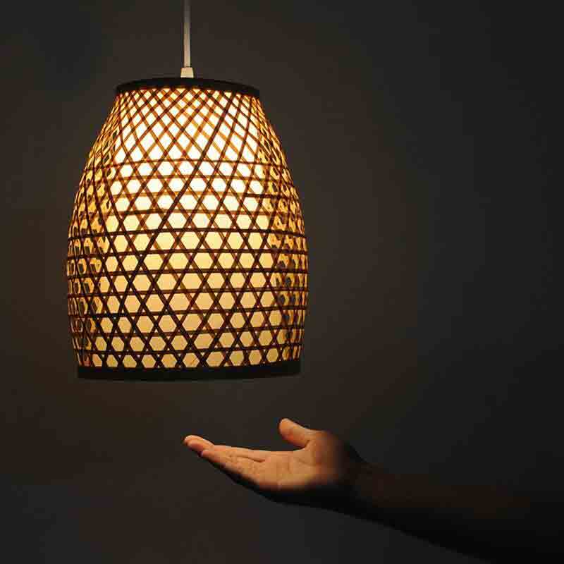 Bamboo Wicker Rattan Lantern Shade Pendant Light By Artisan Living-12307 | ModishStore | Pendant Lamps