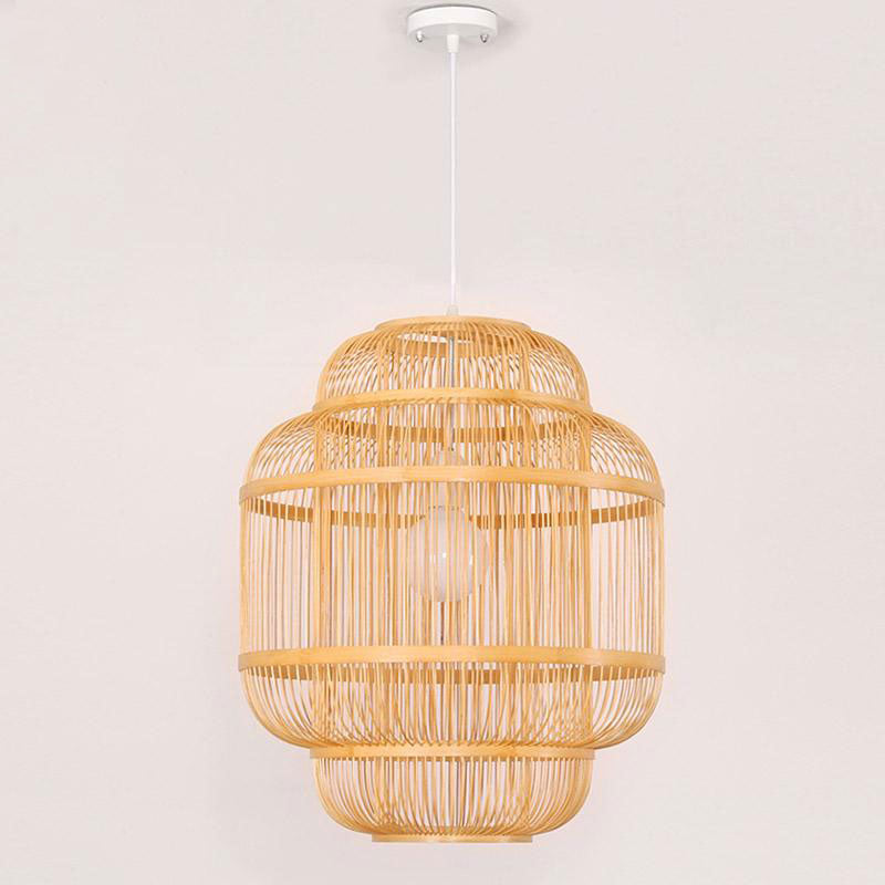 Bamboo Wicker Rattan Shade Lantern Pendant Light By Artisan Living-3