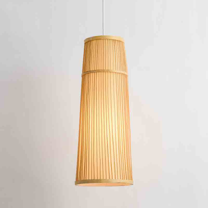 Long Bamboo Wicker Rattan Cage Pendant Light By Artisan Living | ModishStore | Pendant Lamps