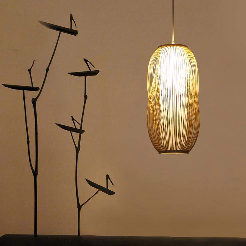 Bamboo PVC Lantern Shade Pendant Light By Artisan Living-6
