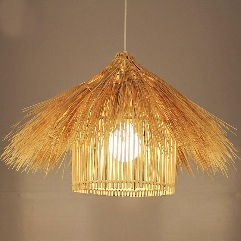Wicker Rattan Shade Pendant Light By Artisan Living-12119 | ModishStore | Pendant Lamps