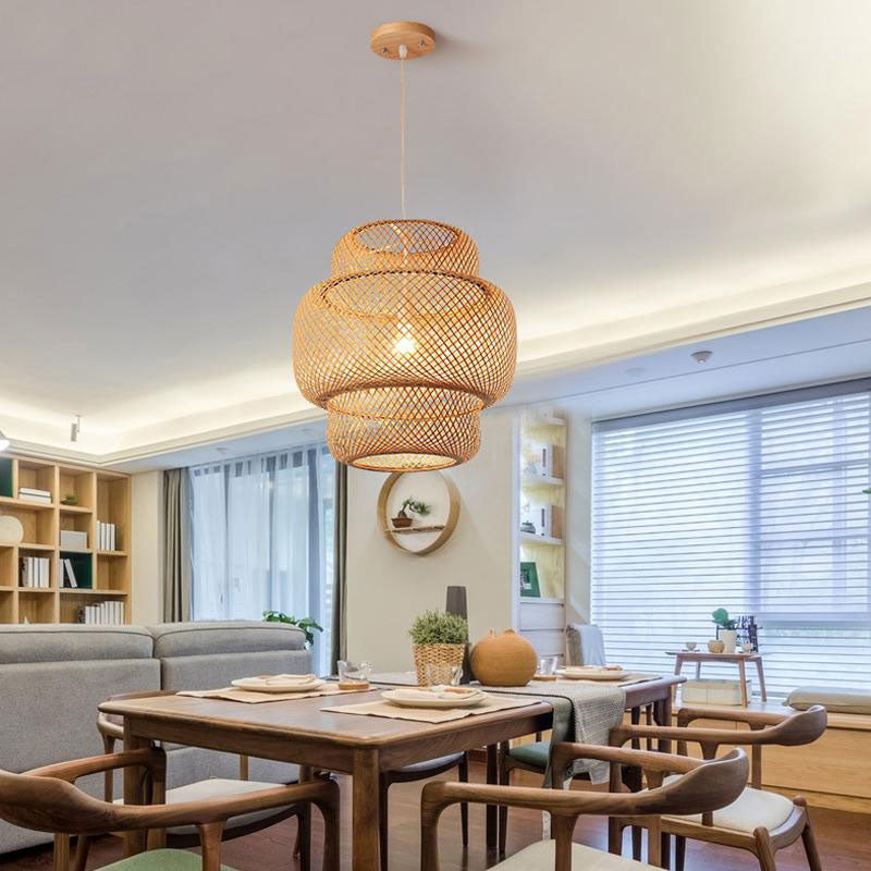 Bamboo Wicker Rattan Shade Pendant Light By Artisan Living-12287 | ModishStore | Pendant Lamps