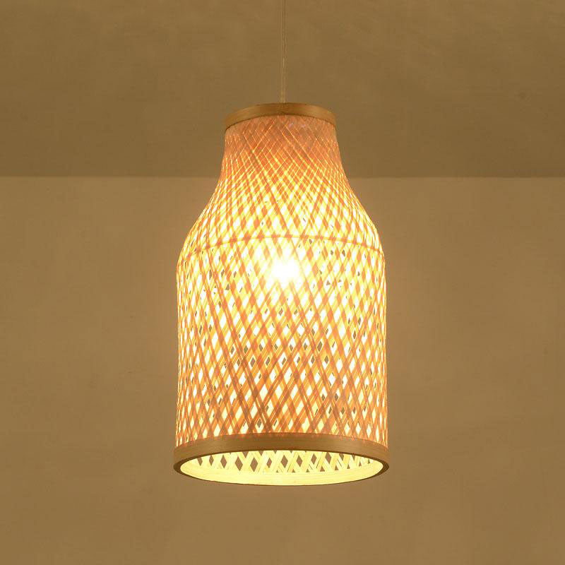 Round Bamboo Wicker Rattan Shade Pendant Light By Artisan Living | ModishStore | Pendant Lamps