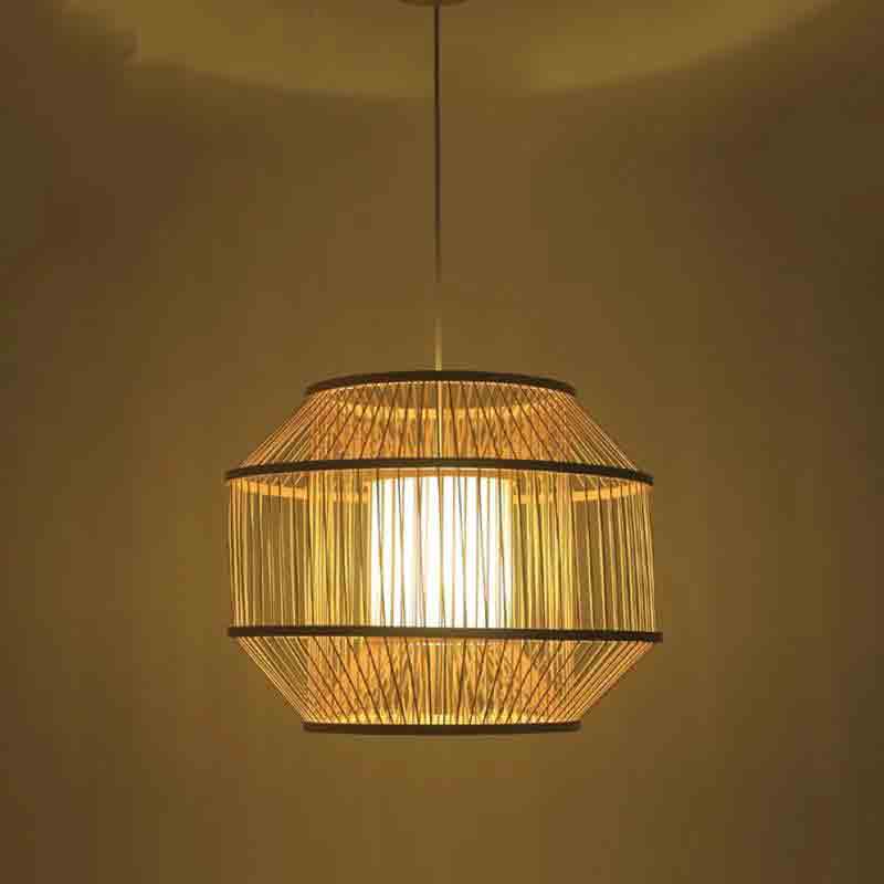 Bamboo Wicker Rattan Cube Cage Shade Pendant Light by Artisan Living-4
