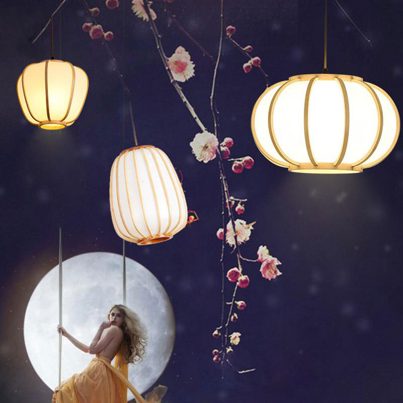 Bamboo PVC Lantern Lampshade Pendant Light By Artisan Living-12114-7