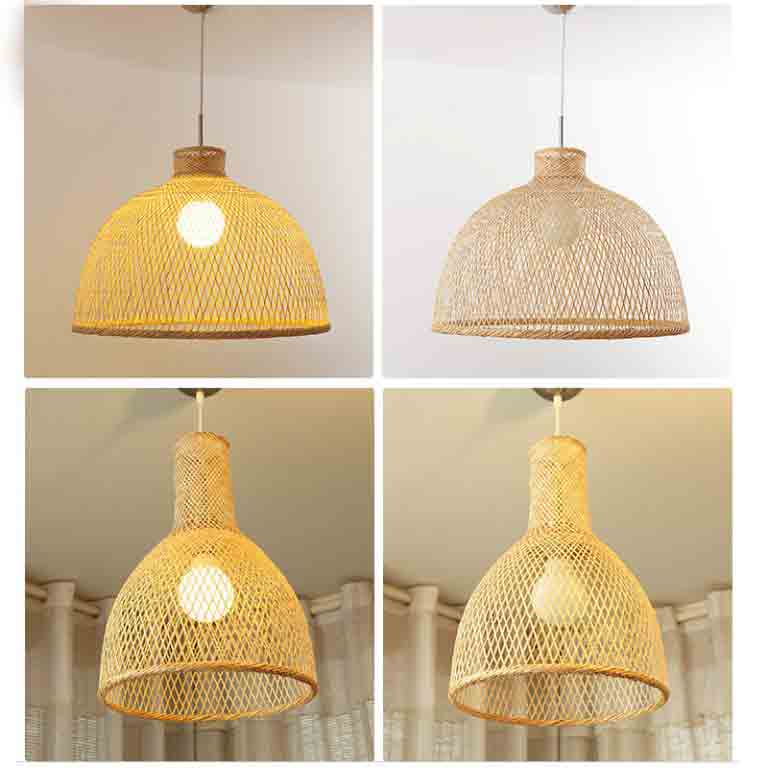 Single Bamboo Wicker Rattan Cover Shade Pendant Light By Artisan Living-2