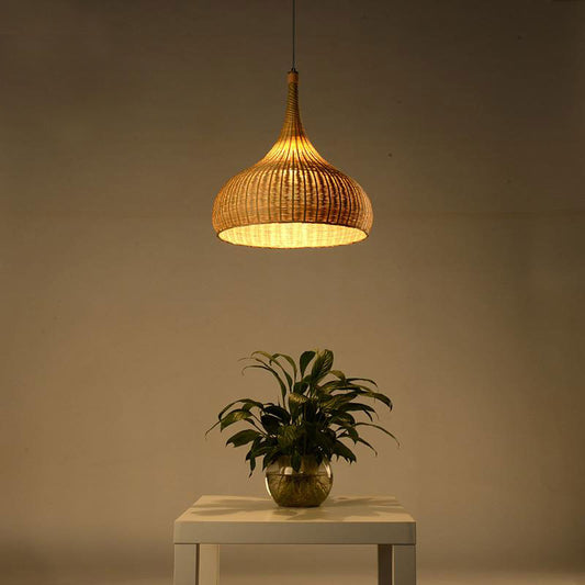 Bamboo Wicker Shade Rattan Fixtures Pendant Lights By Artisan Living | ModishStore | Pendant Lamps
