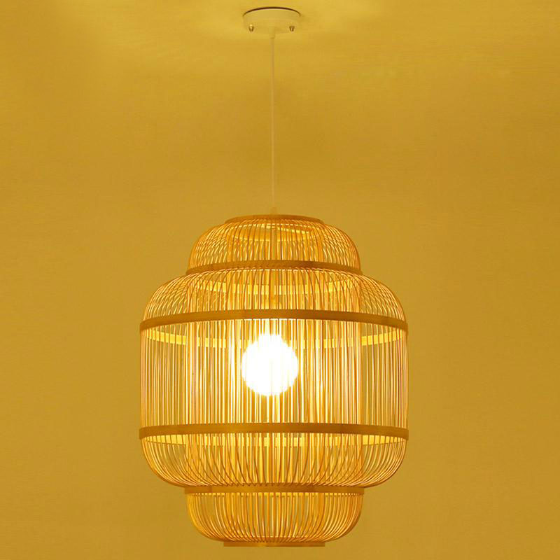 Bamboo Wicker Rattan Shade Lantern Pendant Light By Artisan Living-4